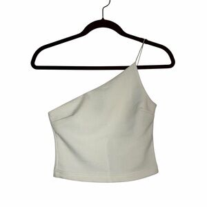 White One-Shoulder Crop Top